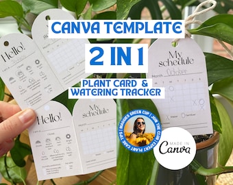 Plant Care Card & Watering Tracker Canva Template
