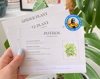 Plant Care Cards Labels Printable, Indoor Plant Care Instructions, Planner, Begonia Plant, ZZ Plant, Plant Mister