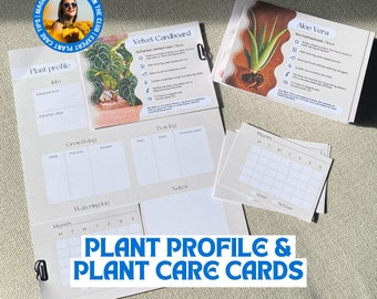 Gift for plant lover, Plant Profile Care Cards with Pictures Plant Planner Care Guide Instructions Garden Printable Plant Cuttings
