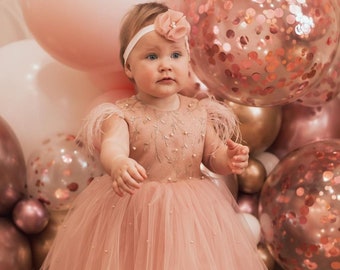 Vestido de niña de flores, vestido de niña, 1er cumpleaños, vestido de rubor para niñas, vestido de primer cumpleaños, traje de cumpleaños para niña