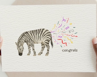 Congratulations Card | Zebra Card | Printable Congratulations Card | Zebra Congrats Card | Wedding Card | Graduation Card | Funny Card