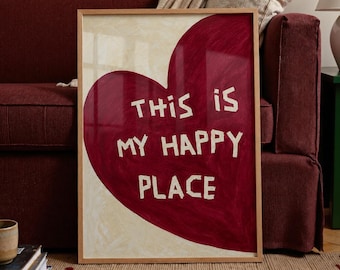 This Is My Happy Place Sign | This Is My Happy Place Print | This Is My Happy Place Printable |  Preppy Wall Art | Retro Quote Print
