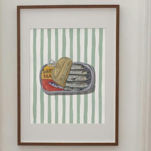 Tinned Sardines Digital Art Print | Sardines Art Print | Sardines Retro Wall Art | Kitchen Aesthetic Decor | Retro Sardines Art | Fish Print