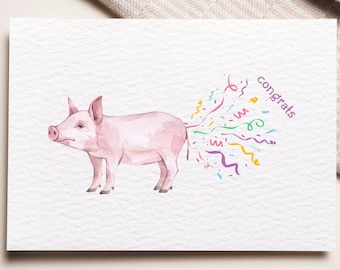 Congratulations Card | Pig Card | Printable Congratulations Card | Pig Congrats Card | Wedding Card | Graduation Card | Funny Pig Cards
