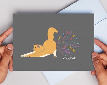 Congratulations Card | Congrats Cat | Printable Congratulations Card | Congrats Card for Cat Lovers | Wedding Card | Graduation Card