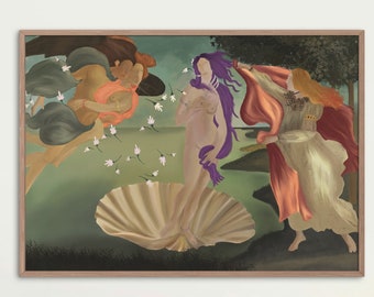 De geboorte van Venus-print | Boticelli-afdrukken | Venus afdrukbare kunst | Woondecoraties | Klassieke schilderijen | Unieke Etsy-kunst | Herinterpretatie van kunst