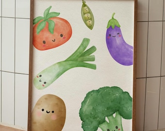 Kitchen Decor | Kitchen Wall Art | Dining Room Decor | Vegetables Print | Vegetable Wall Art | Veggies Print | Fruit Print | Food Art