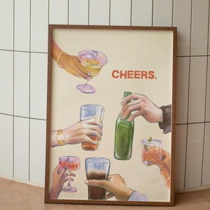 Cheers Print | Bar Cart Print | Bar Cart Decor | Wine Print | Cheers Printable Wall Art | Cheers Sign | Bar Cart Art | Cheers Poster