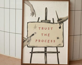 Trust The Process Quote Print | Retro Typography Poster | Motivational Print | Inspirational Home Decor | Artist Studio Poster | Retro Print