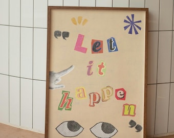 Laissez faire Impression | Laissez-le se produire | Art mural inspirant | Décoration murale rétro | Art mural rétro et groovy | Impression de citation de motivation