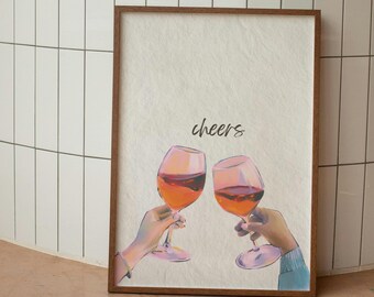 Cheers Print | Bar Cart Print | Bar Cart Decor | Wine Print | Cheers Printable Wall Art | Cheers Sign | Bar Cart Art | Cheers Poster