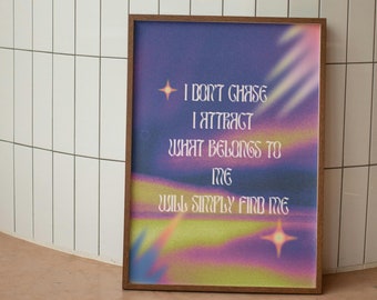 Manifest poster | I do not chase I attract | Aura poster | Manifestation art print | Retro print | Affirmation wall art | Digital download