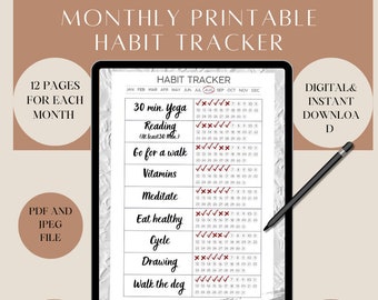 Digital Planner | Goodnotes Planner | iPad Planner | Notability Planner | Dated Digital Planner | Digital Planner | Printable Habit Tracker