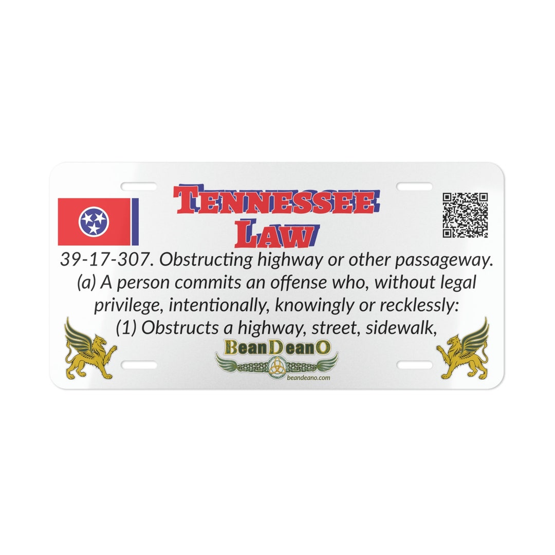 Tennessee License Plate, Vanity Plate, Beandeano, Laws, Sticker