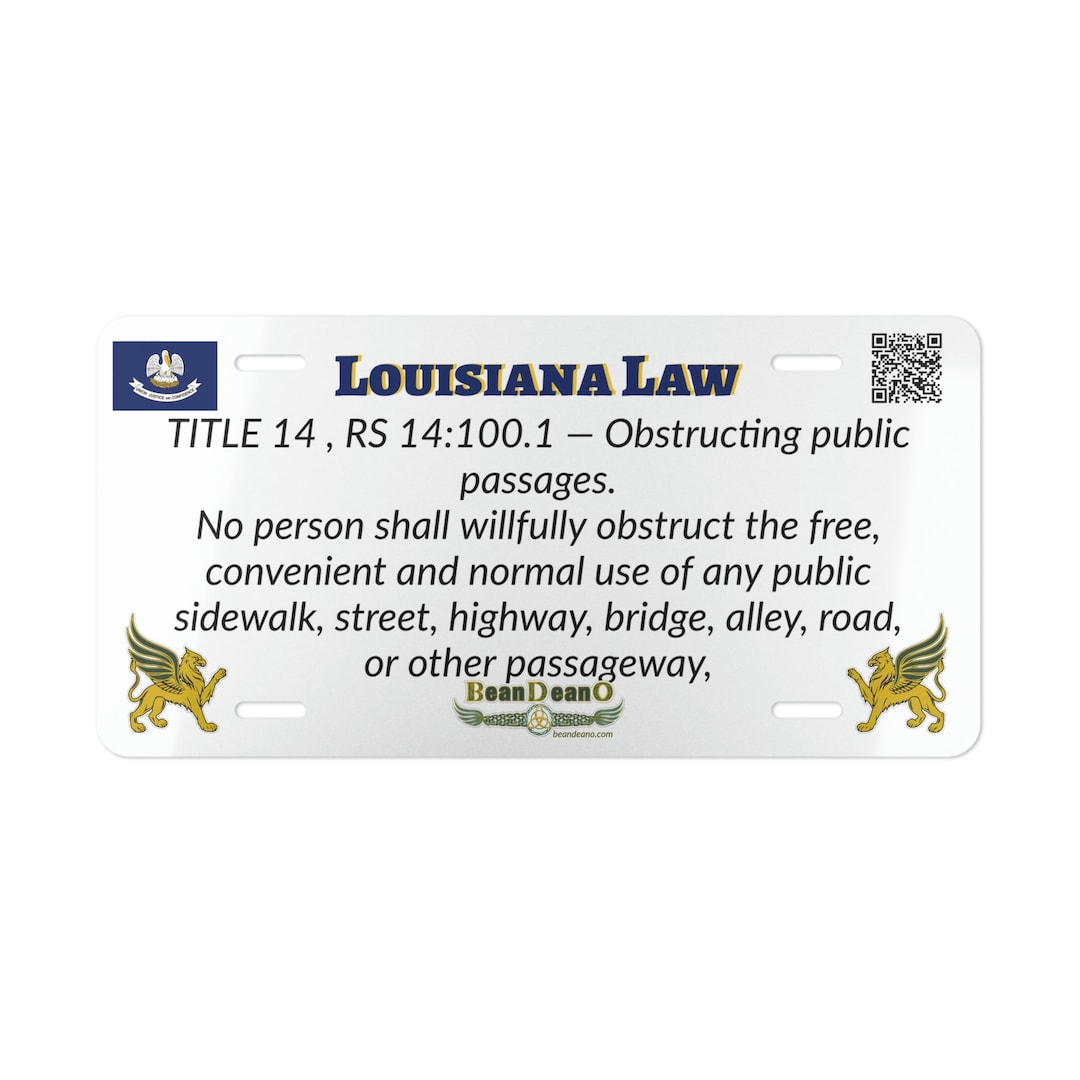 Louisiana, Louisiana License Plate, Vanity Plate, Beandeano, Laws