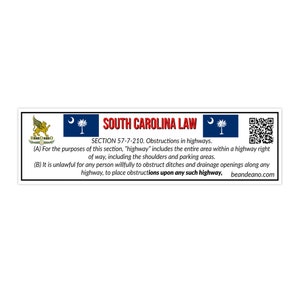 South Carolina Bumper Sticker, Bumper Stickers, South Carolina, Sticker, BeanDeanO, Laws, Sticker, Election, Automotive, Decal