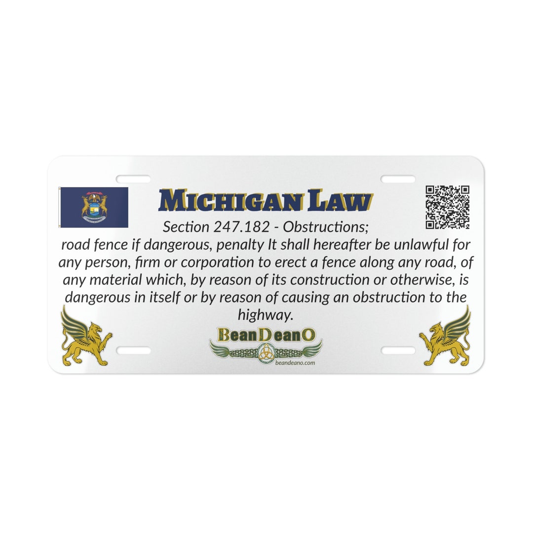 Michigan License Plate, Vanity Plate, Beandeano, Laws, Sticker