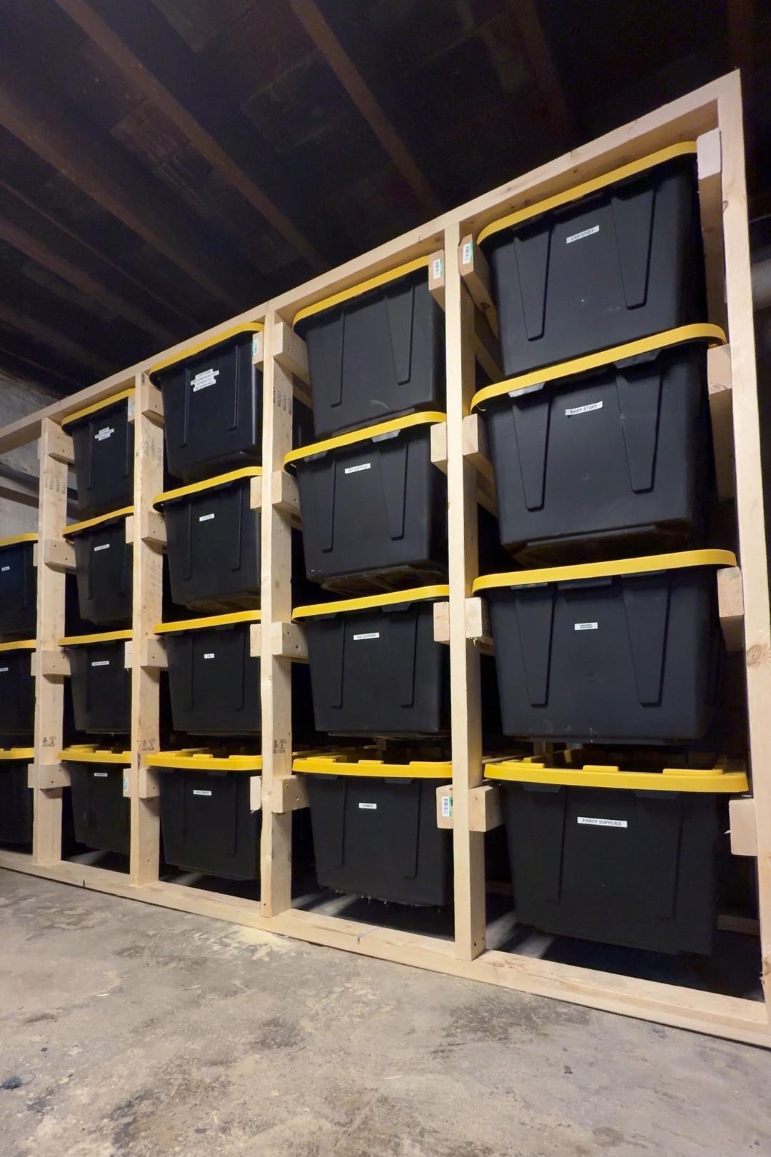 Storage Racks Allignment Plan Tote Rack Storage Plans, Basement Organizer, Organization Storage Rack ...