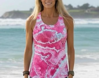 Ladies XL tie dye racerback Tank top, Hand Dyed