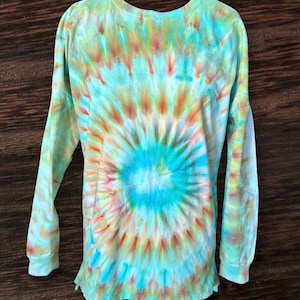 Ice Dyed Long Sleeve T-Shirt: Pleated Fold, V-Taper, Comfort Colors