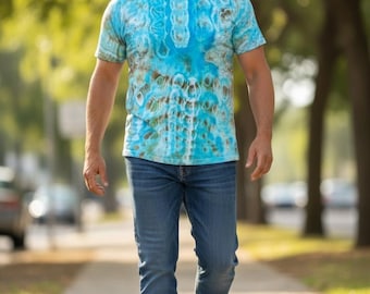 Ice Dyed XL t-shirt, Hand Dyed, Tie Dye cotton t-shirt