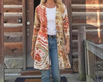 Long bamboo Cardigan, Women’s Medium, custom hand dyed