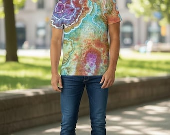 XL tie dye t-shirt, Hand Dyed, Ice Dyed 100% cotton tee, Soft lightweight