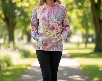 Ice Dyed Hoodie, Men’s size Medium, Women’s Large, Geode Tie Dye Sweatshirt