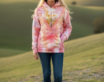 Hand Dyed hooded Sweatshirt, Mens Medium, Women’s Large tie dye cotton Hoodie