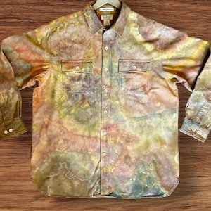 Men&#39;s XL Hand-Dyed Geode Cotton Chamois Shirt