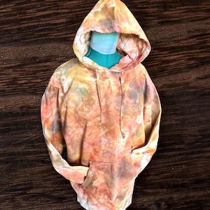 XL Tie Dye Hoodie, Ice Dyed flowing blooms, soft Hand Dyed Sweatshirt