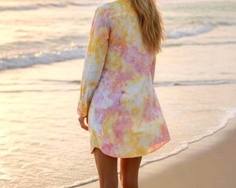 Ice Dyed Dress, Button Up Size 8
