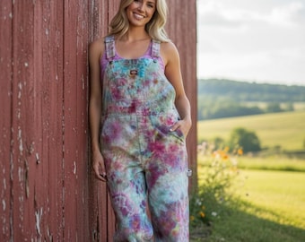 Tie dye overalls, Dickies size 38X30, Hand Dyed bib overalls
