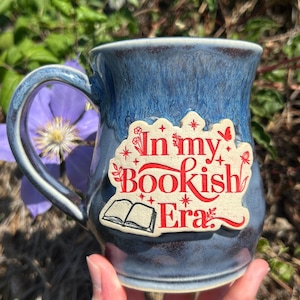 Beautiful Handmade In My Bookish Era Pottery Mug, Drippy Purple Glaze Mug