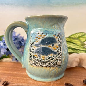 Handmade Manatee Pottery Mug, Beach Pottery Mug, Ocean Pottery Mug