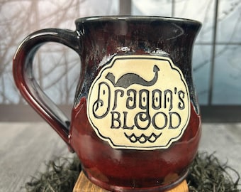 Beautiful Handmade Halloween Dragon’s Blood Pottery Mug Spooky Season Mug