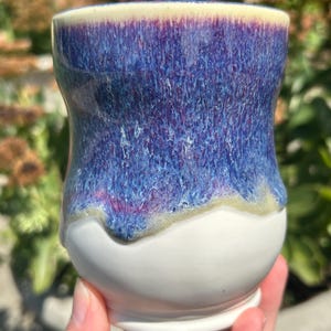 Handmade Purple Galaxy Ceramic Tumbler Drippy Glaze Stoneware Cup