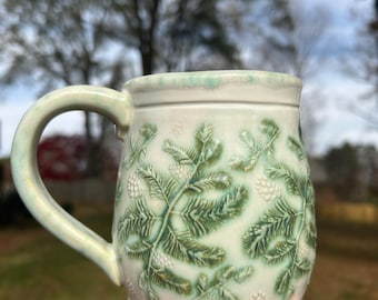 Handmade Christmas Pine Needle Texture Pottery Mug