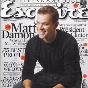 Revista Vintage Esquire Octubre 2009 - Archivo PDF para descargar digitalmente - Mat Damon, Bill Clinton, Lebron James, Alison Brie y mucho más