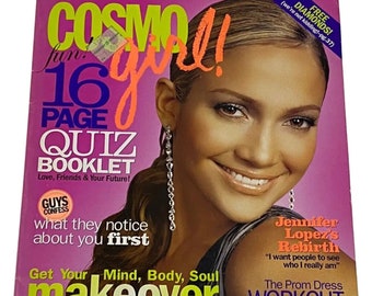 Vintage CosmoGirl Women Magazine Abril 2005 - Archivo de descarga digital PDF - Jennifer Lopez, Quiz, The Prom Dress Workout