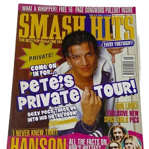 Vintage Smash Hits UK Music Magazine maggio giugno 1997, Peter Andre, Hanson, Emma Bunton, Hanson, Eternal, Blur, Michael Jackson, Ott, The Rembrandts