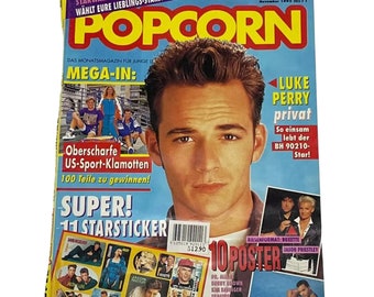 Vintage POPCORN Music Magazine November 1992 PDF Digital Download File - Luke Perry, Bryan Adams, Metallica, Sylvester Stallone, Madonna