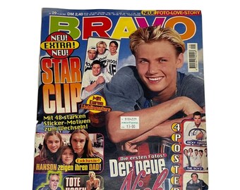 vintage RARE Bravo German Music Magazine JUILLET 1997,Daniel Hartwig,Prodigy,Hanson,Nick Carter,Die Toten Hosen,Hanson, Sqeezer, The Prodigy