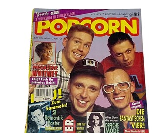 Vintage POPCORN Germany Music Magazine MARCH 1993,Depchde Mode,Whitney Houston,Die Fantastischen,Axl Rose,Nirvana,mike Jagger, Sting