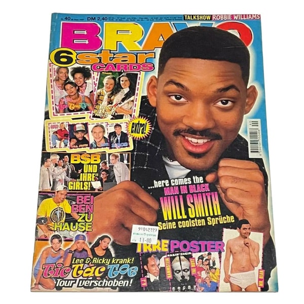 Jahrgang Bravo Deutschland Musikmagazin, September 1997, Will Smith, Mr Bean, Rammstein, Tic Tac Toe, Ricky Martin, Toni Braxton, Men In Black