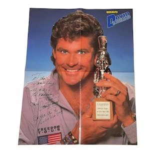 David Hasselhoff \ New Kids On The Block \  With Copy Signed Signature,A2 RARE Double Sided Poster, 42 cm x 52 cm - Size A2