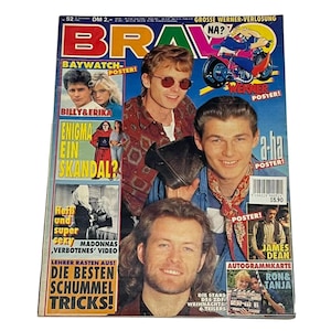 Vintage RARE Bravo German Music Magazine, December 1990, Baywatch, Madonna,Nick Kamen,Madonna, Billy Idol, Dieter Bohlen, Pet Shop Boys