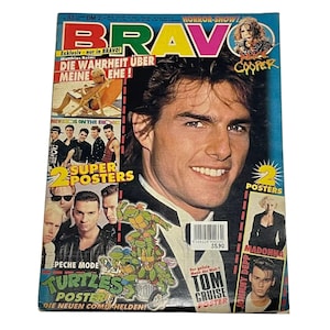 Vintage Bravo Germany Music Magazine, August 1990,Tom Cruise,Turtles Poster,Madonna,Michael J. Fox, Adamski, Alice Cooper, Bruce Willis
