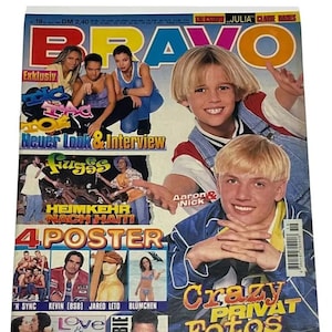 Rivista musicale tedesca vintage Bravo, aprile 1997, file di download digitale PDF, Nick & Aaron Carter, Gwen Stefani, Justin Timberlake, Daft Punk
