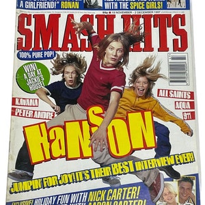 Vintage Smash Hits UK Music Magazine November December 1997 - PDF Digital Download File - All Saints, Peter Andre ,Hanson, Ronan Keating